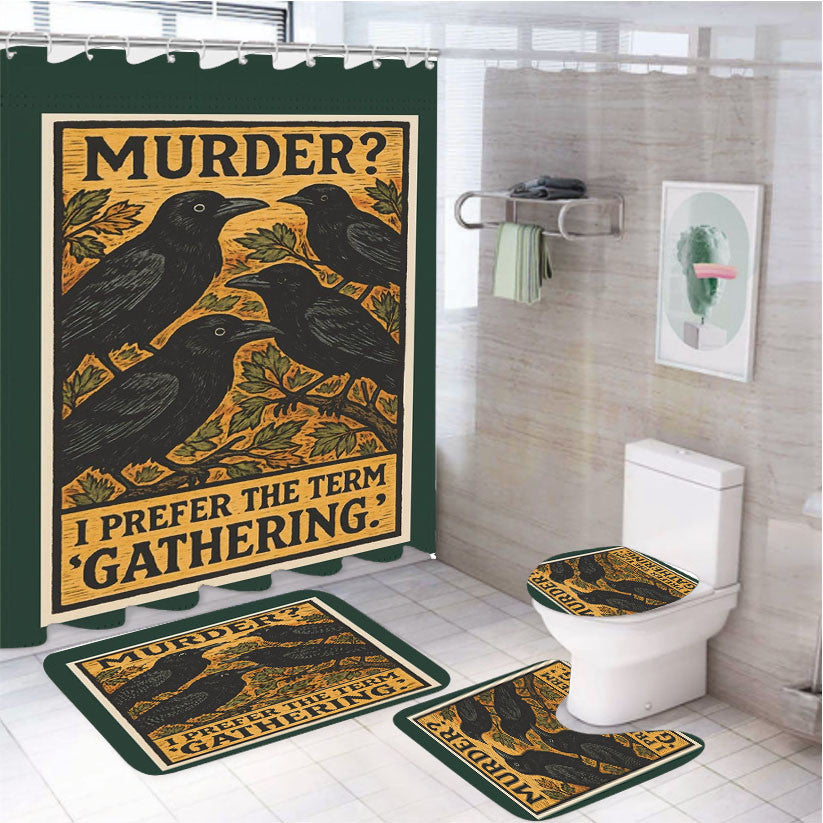 Perfect For Gatherings 4Pcs Bathroom Non-Slip Rugs Shower Curtain Fabric Waterproof