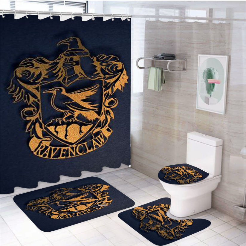 Ravenclaw Harry Potter 4Pcs Bathroom Non-Slip Rugs Shower Curtain Fabric Waterproof