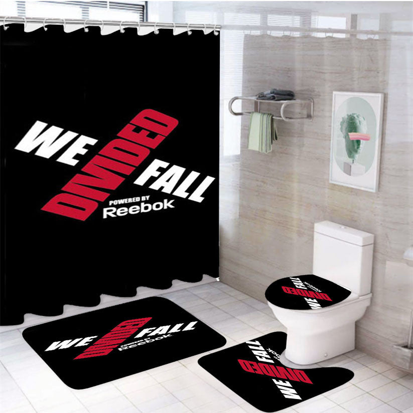 Reebok Dwf Logo 4Pcs Bathroom Non-Slip Rugs Shower Curtain Fabric Waterproof