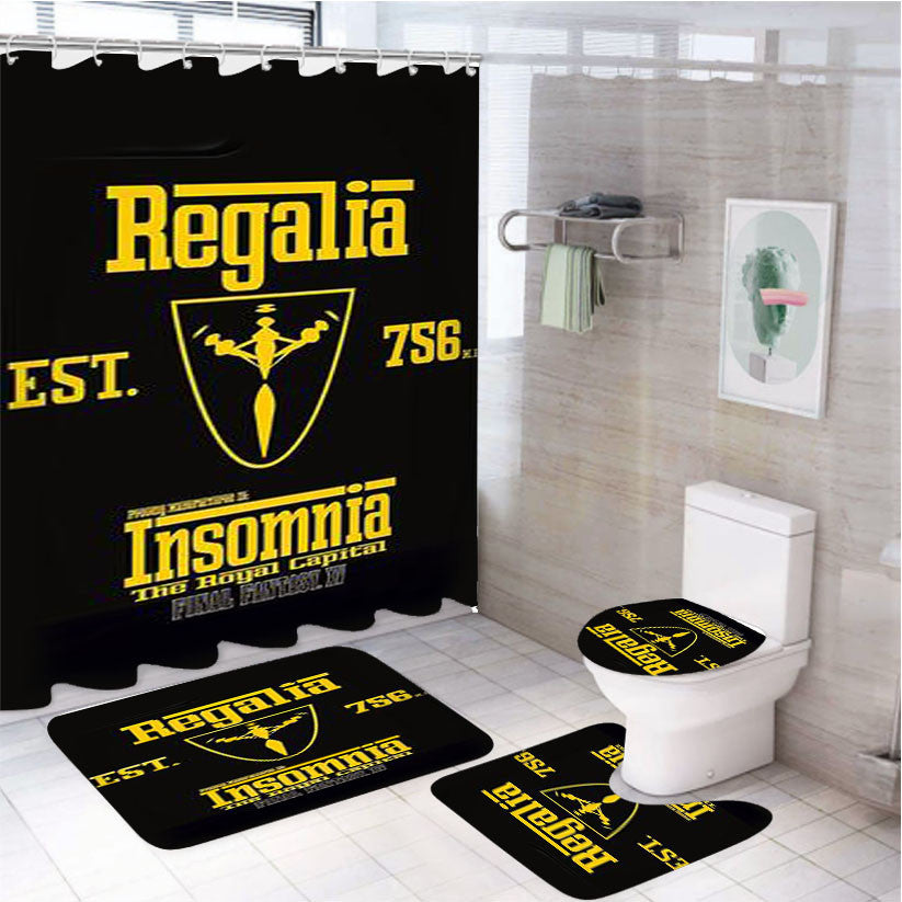 Regalia Motors 4Pcs Bathroom Non-Slip Rugs Shower Curtain Fabric Waterproof