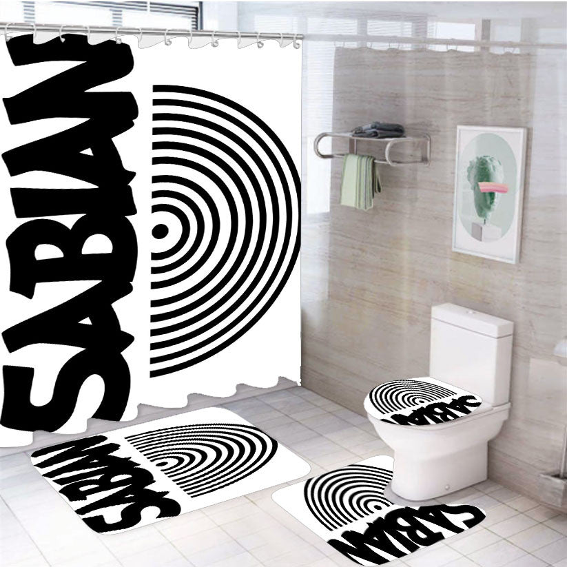 Sabian Logo 4Pcs Bathroom Non-Slip Rugs Shower Curtain Fabric Waterproof