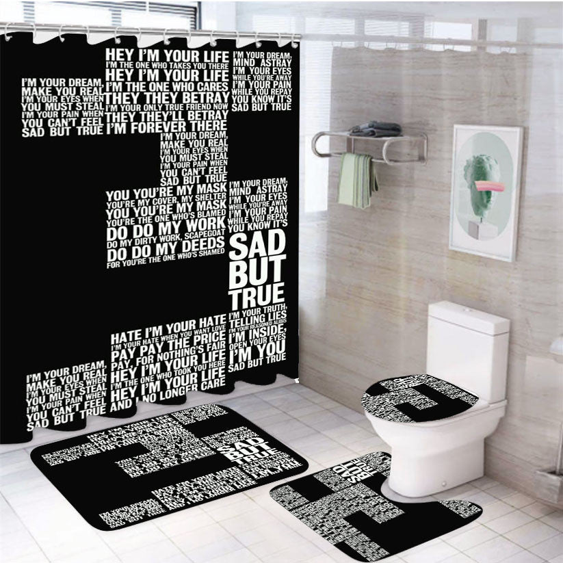 Sad But True 4Pcs Bathroom Non-Slip Rugs Shower Curtain Fabric Waterproof