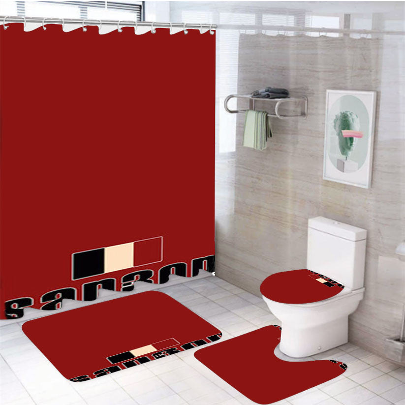 Sanbon Pro Apparel 4Pcs Bathroom Non-Slip Rugs Shower Curtain Fabric Waterproof
