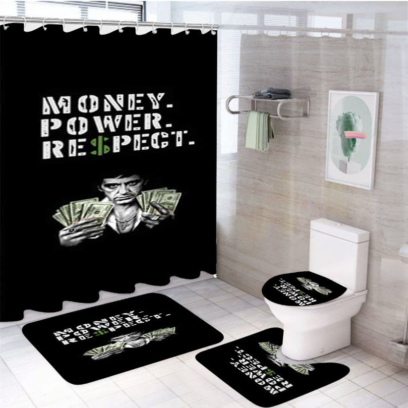 Scarface Money Power Respect 4Pcs Bathroom Non-Slip Rugs Shower Curtain Fabric Waterproof