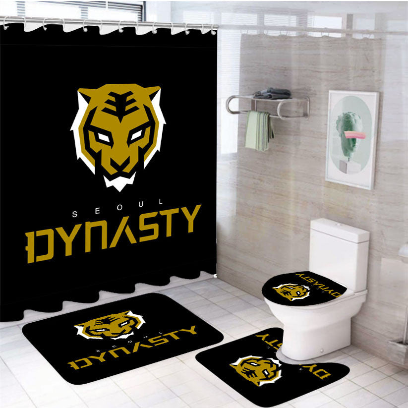 Seoul Owl Dynasty 4Pcs Bathroom Non-Slip Rugs Shower Curtain Fabric Waterproof
