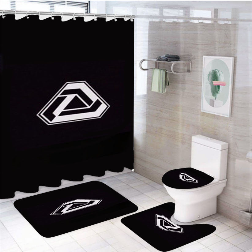 Settlement Defense Front 4Pcs Bathroom Non-Slip Rugs Shower Curtain Fabric Waterproof