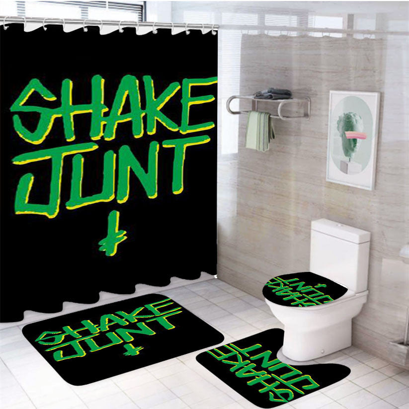 Shake Junt Deathwish 4Pcs Bathroom Non-Slip Rugs Shower Curtain Fabric Waterproof