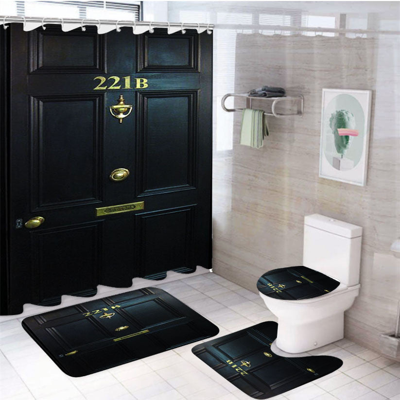 Sherlock Holmes 1B Do 4Pcs Bathroom Non-Slip Rugs Shower Curtain Fabric Waterproof