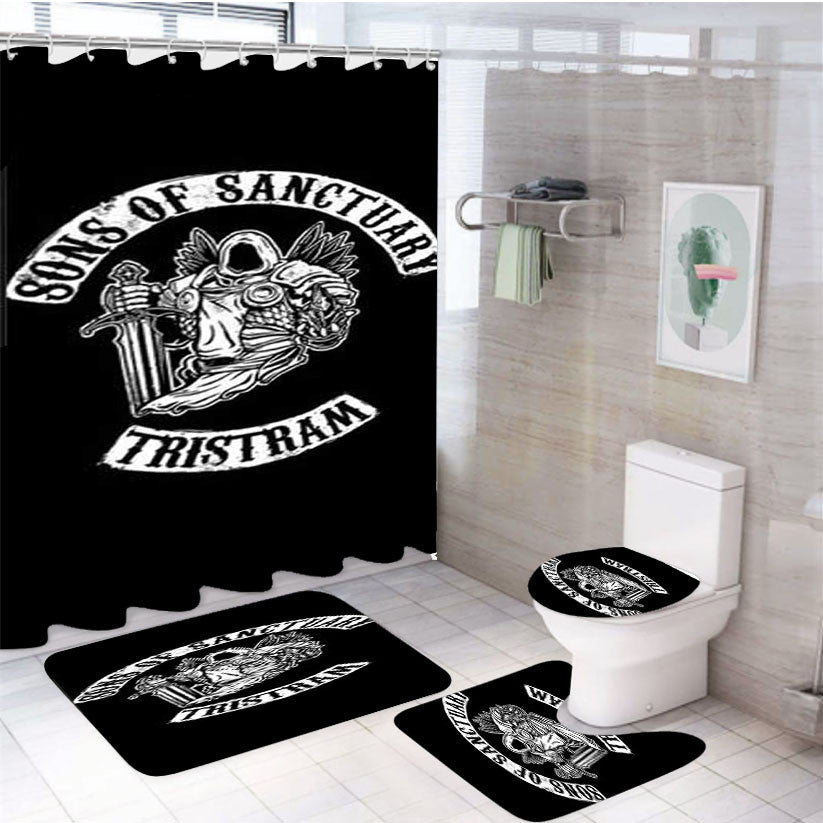 Sons Of Anarchy Tristram Logo 4Pcs Bathroom Non-Slip Rugs Shower Curtain Fabric Waterproof