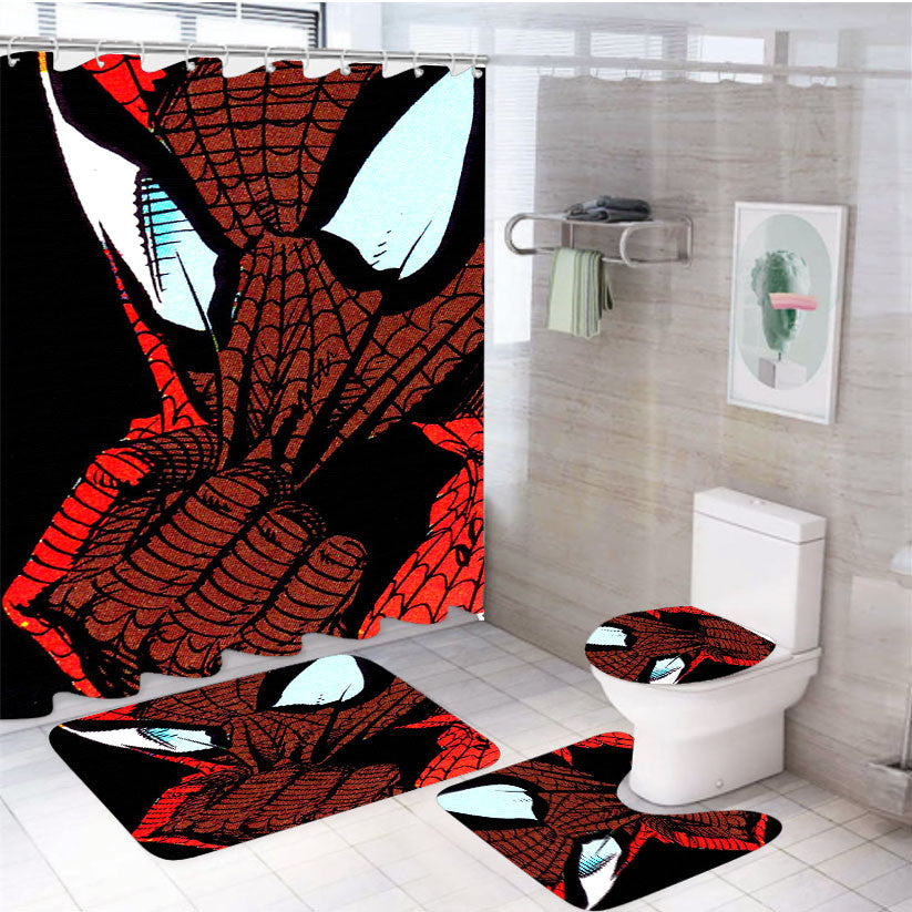 Spiderman Amazing Fantasy Vol 15 4Pcs Bathroom Non-Slip Rugs Shower Curtain Fabric Waterproof