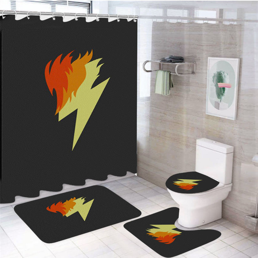 Spitfire 4Pcs Bathroom Non-Slip Rugs Shower Curtain Fabric Waterproof