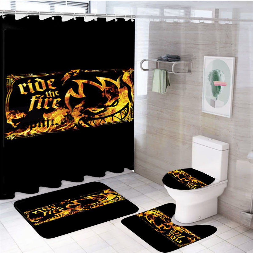 Spitfire Ride The Fire 4Pcs Bathroom Non-Slip Rugs Shower Curtain Fabric Waterproof