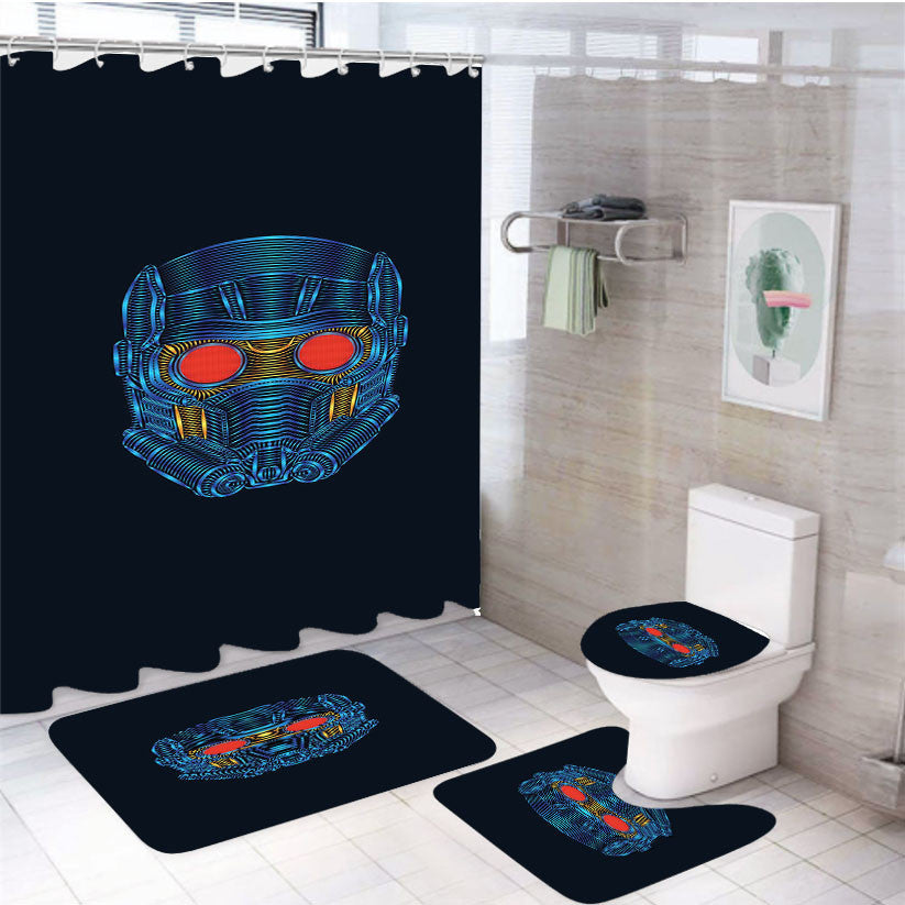 Star Lord Mask Minimalist Wallpaper 4Pcs Bathroom Non-Slip Rugs Shower Curtain Fabric Waterproof