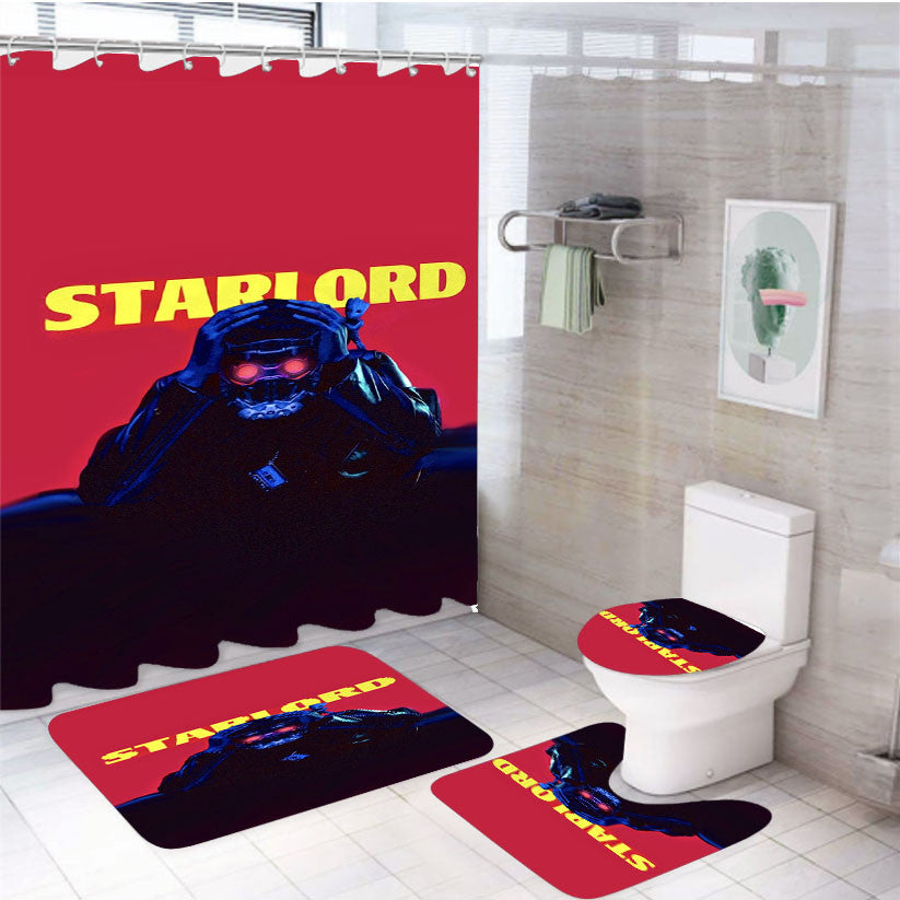 Starlord Guardians Of The Galaxy Wallpaper 4Pcs Bathroom Non-Slip Rugs Shower Curtain Fabric Waterproof