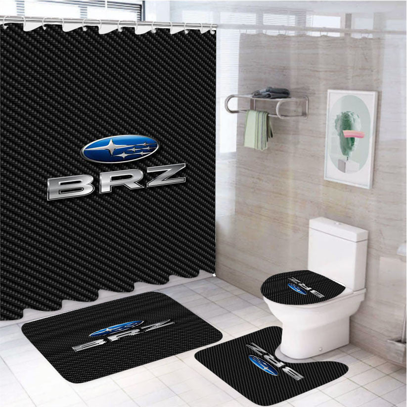 Subaru Brz 4Pcs Bathroom Non-Slip Rugs Shower Curtain Fabric Waterproof