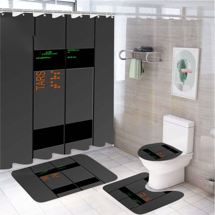Tars Interstellar 4Pcs Bathroom Non-Slip Rugs Shower Curtain Fabric Waterproof