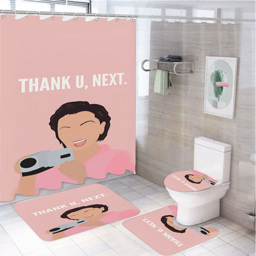 Thank You Next - Kris Jenner 4Pcs Bathroom Non-Slip Rugs Shower Curtain Fabric Waterproof