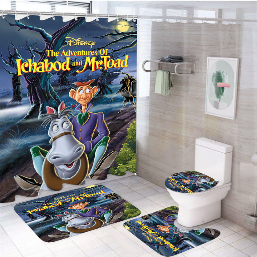 The Adventures Of Ichabod And Mr 4Pcs Bathroom Non-Slip Rugs Shower Curtain Fabric Waterproof