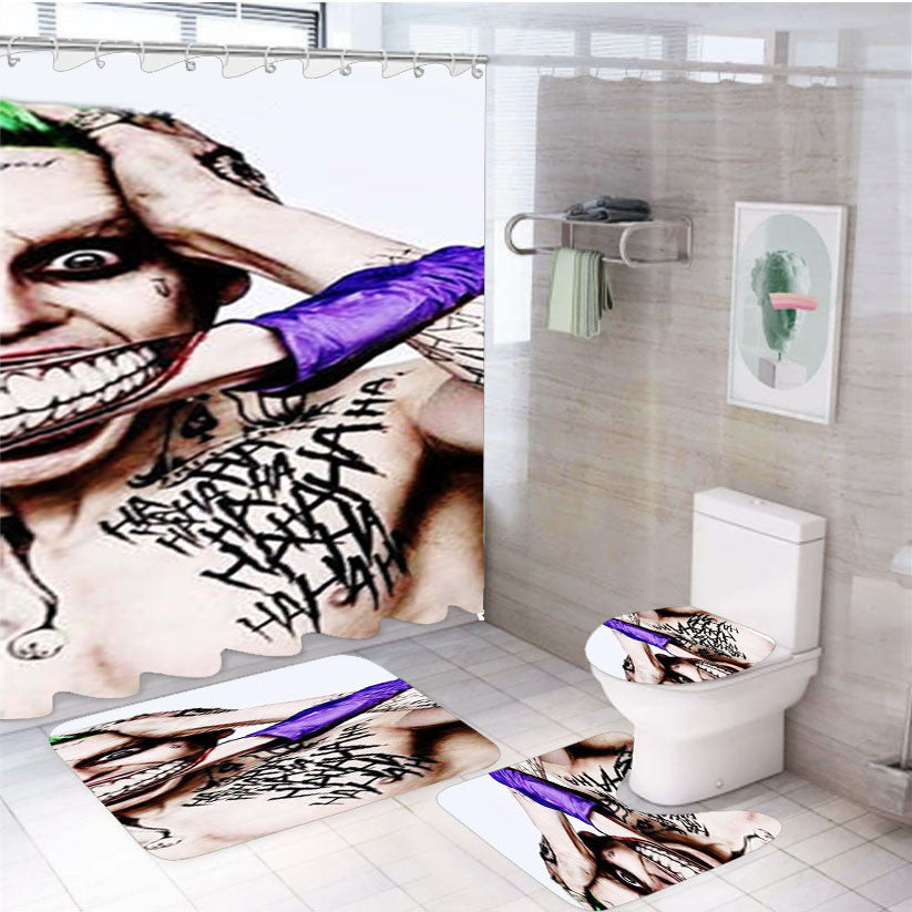 The Joker Dc Comics Suicide Squad 4Pcs Bathroom Non-Slip Rugs Shower Curtain Fabric Waterproof