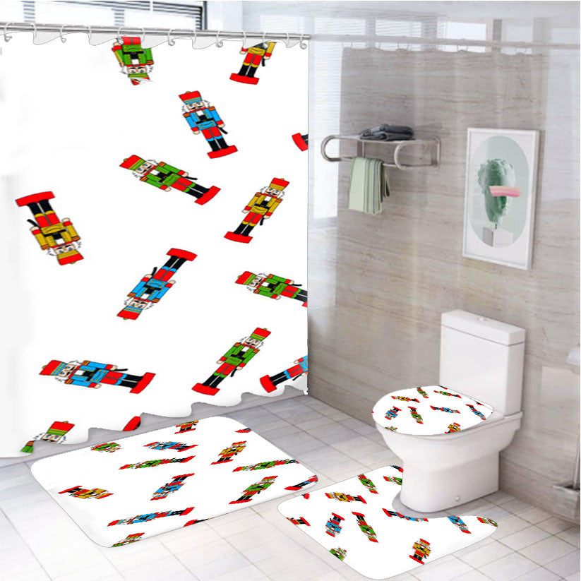 The Nutcracker 4Pcs Bathroom Non-Slip Rugs Shower Curtain Fabric Waterproof