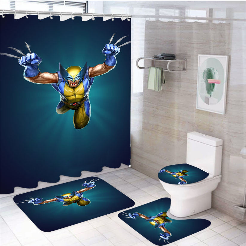 The Wolverine Marvel Artwork 4Pcs Bathroom Non-Slip Rugs Shower Curtain Fabric Waterproof
