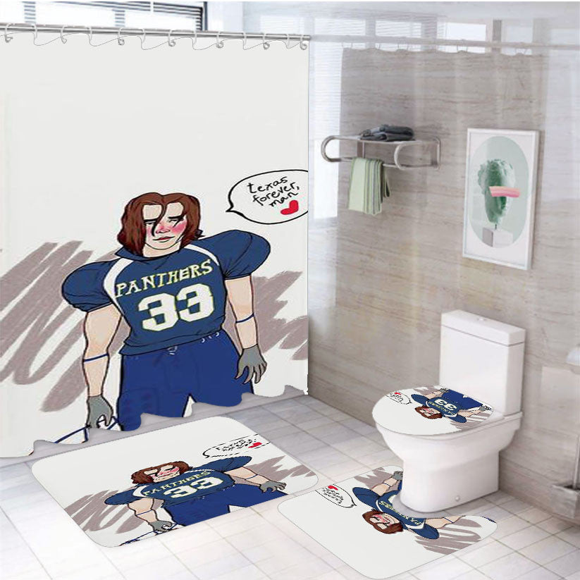 Tim Riggins Friday Nigh Lights 4Pcs Bathroom Non-Slip Rugs Shower Curtain Fabric Waterproof