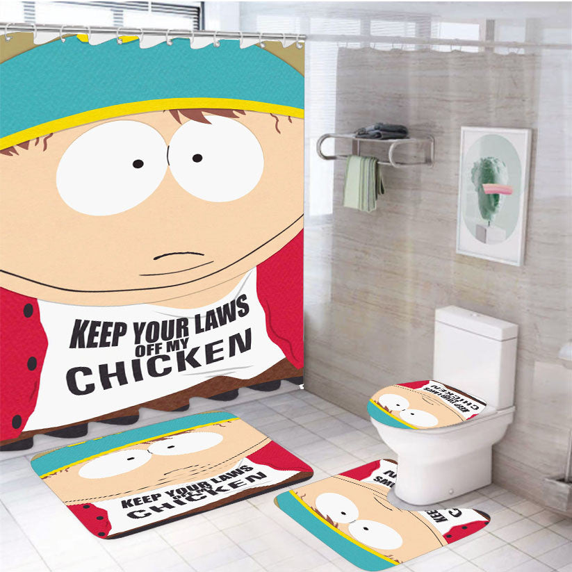 Tv Show South Park 4Pcs Bathroom Non-Slip Rugs Shower Curtain Fabric Waterproof