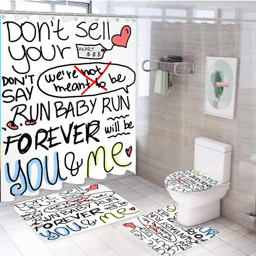 We The Kings Check Yes Juliet Lyric Cover 4Pcs Bathroom Non-Slip Rugs Shower Curtain Fabric Waterproof