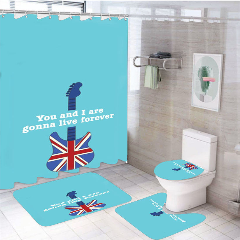 You And I Are Gonna Live Forever 4Pcs Bathroom Non-Slip Rugs Shower Curtain Fabric Waterproof