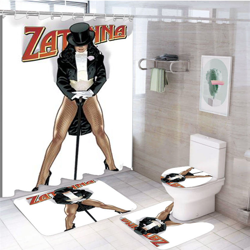 Zatanna Dc Comics 4Pcs Bathroom Non-Slip Rugs Shower Curtain Fabric Waterproof
