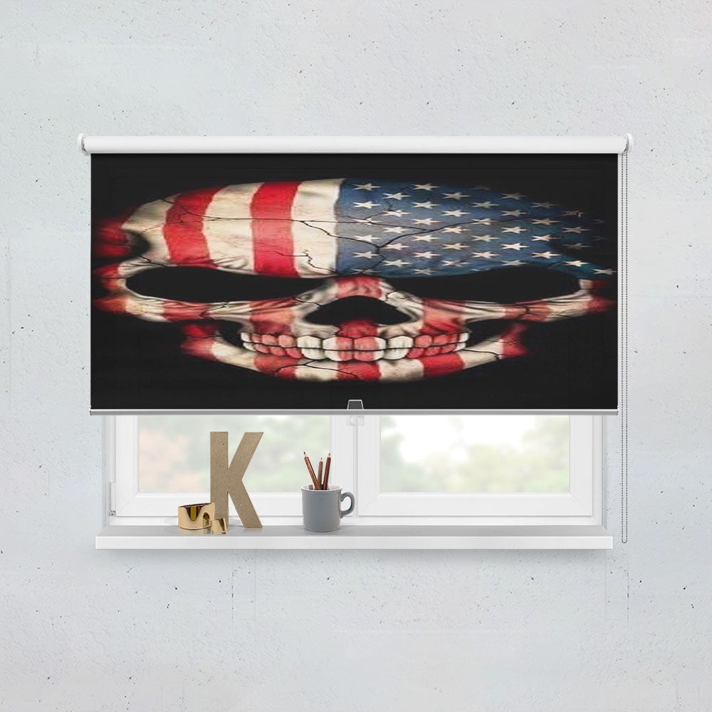 American Flag Skull Window Roller Blinds Shades