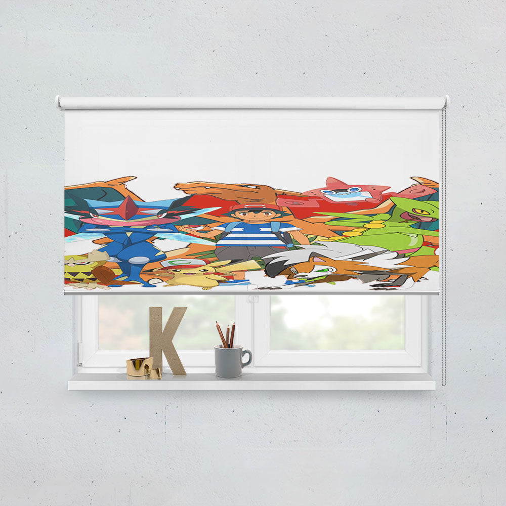Ash Ketchum With Pokemon Collections Window Roller Blinds Shades