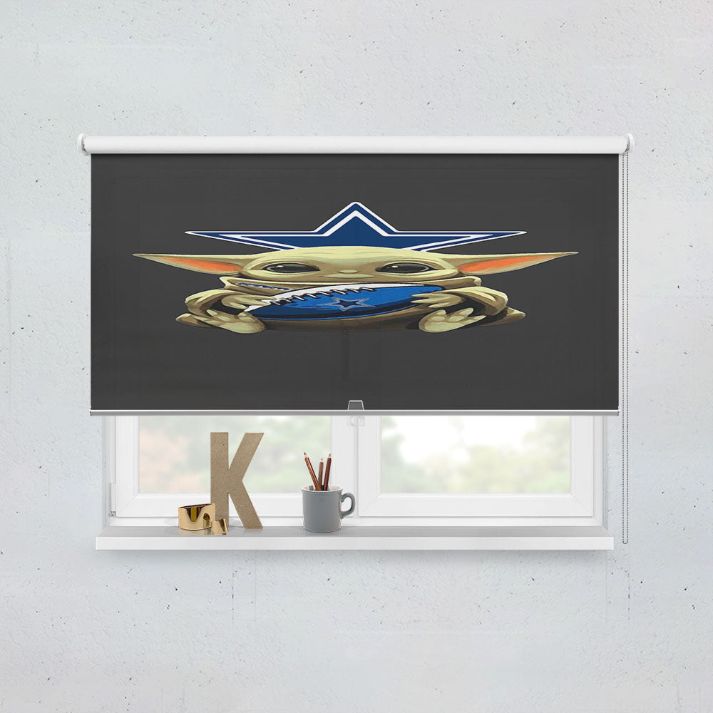 Baby Yoda Hug Dallas Cowboys Mandalorian Window Roller Blinds Shades