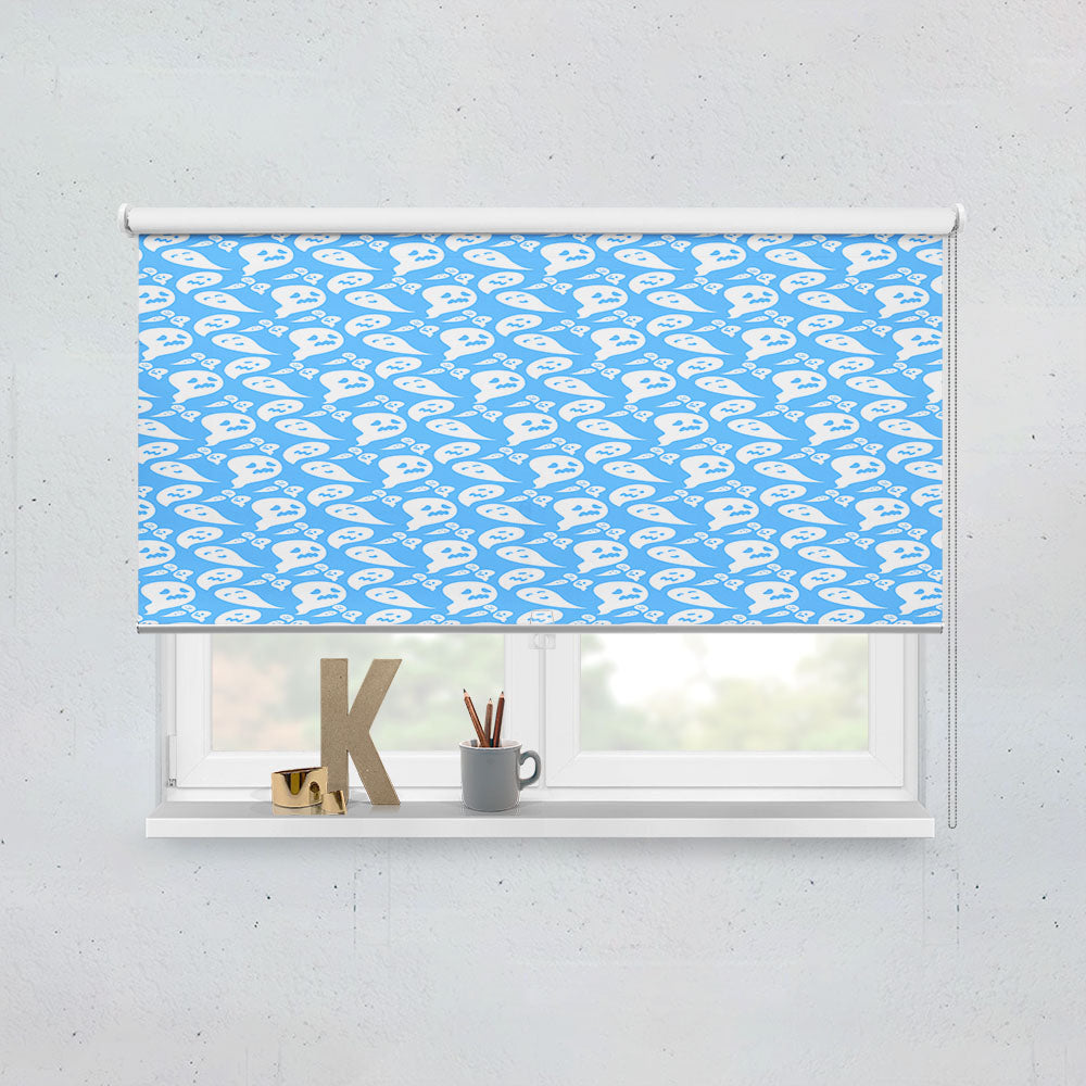 Blue Ghosts Pattern Halloween Window Roller Blinds Shades