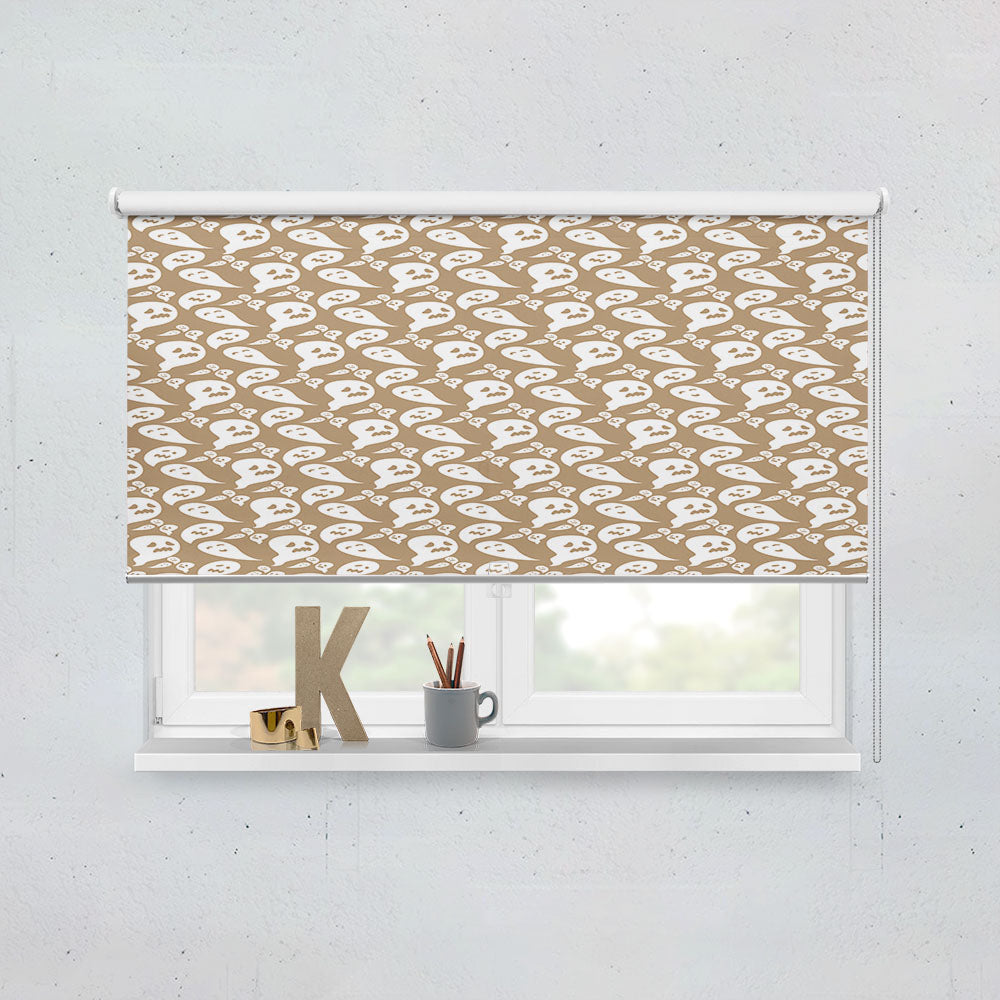 Brown Ghosts Pattern Halloween Window Roller Blinds Shades