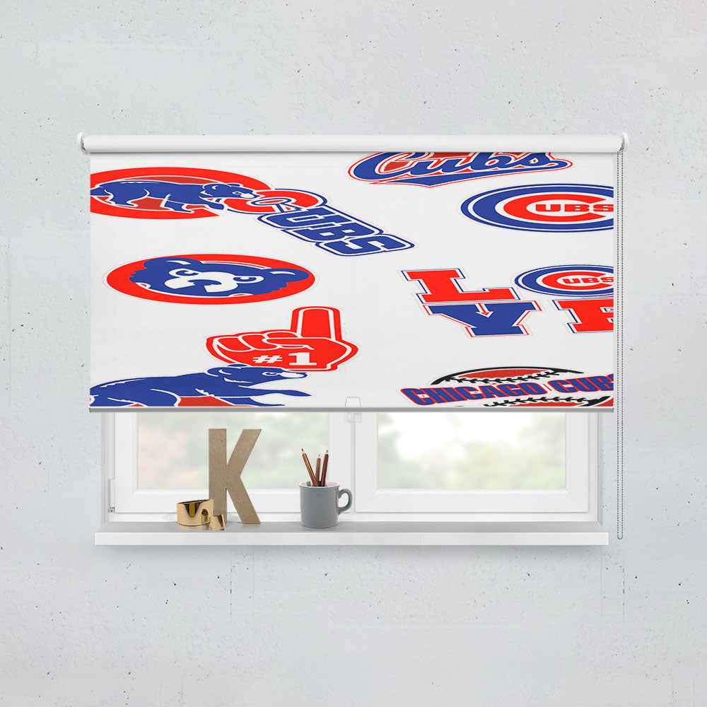 Chicago Cubs Logo Collage Window Roller Blinds Shades