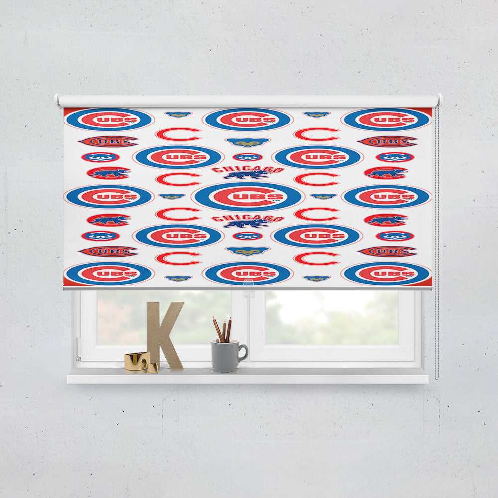 Chicago Cubs Logo Pattern Window Roller Blinds Shades