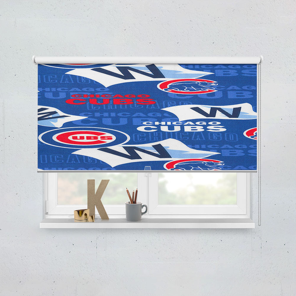 Chicago Cubs Mlb Pattern Fabric Window Roller Blinds Shades