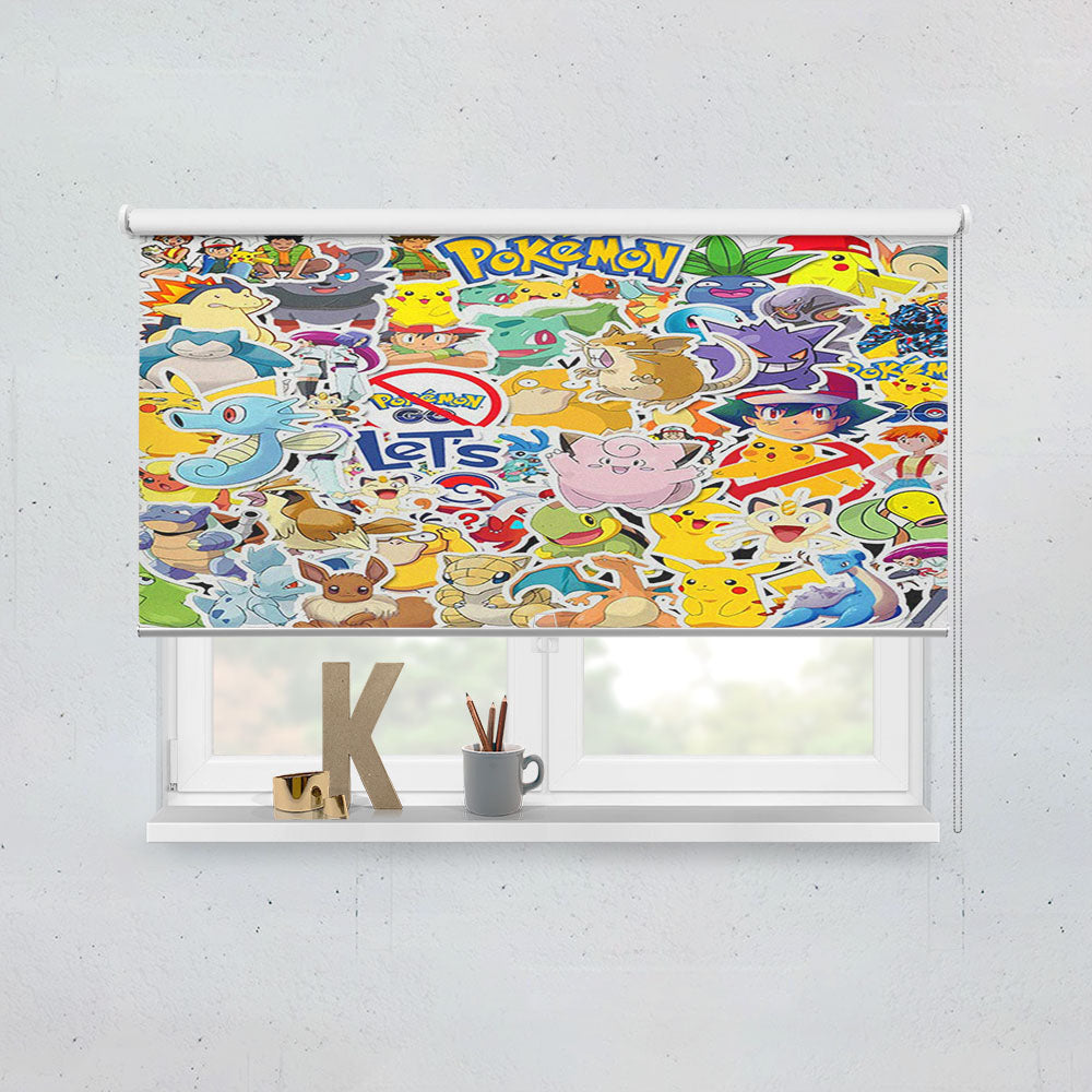 Cute All Pokemon Cartoon Characters Sticker Collection Window Roller Blinds Shades