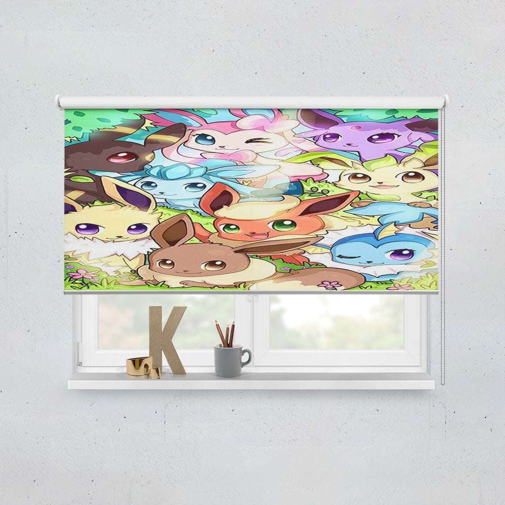 Cute Eevee Pokemon Eeveelutions Window Roller Blinds Shades