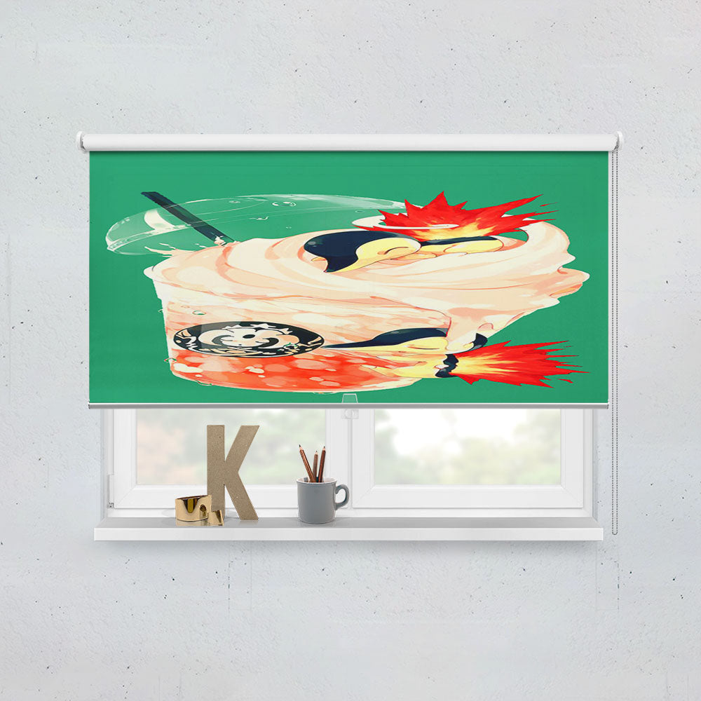 Cyndaquil Pokemon X Pink Drink Bubble Window Roller Blinds Shades