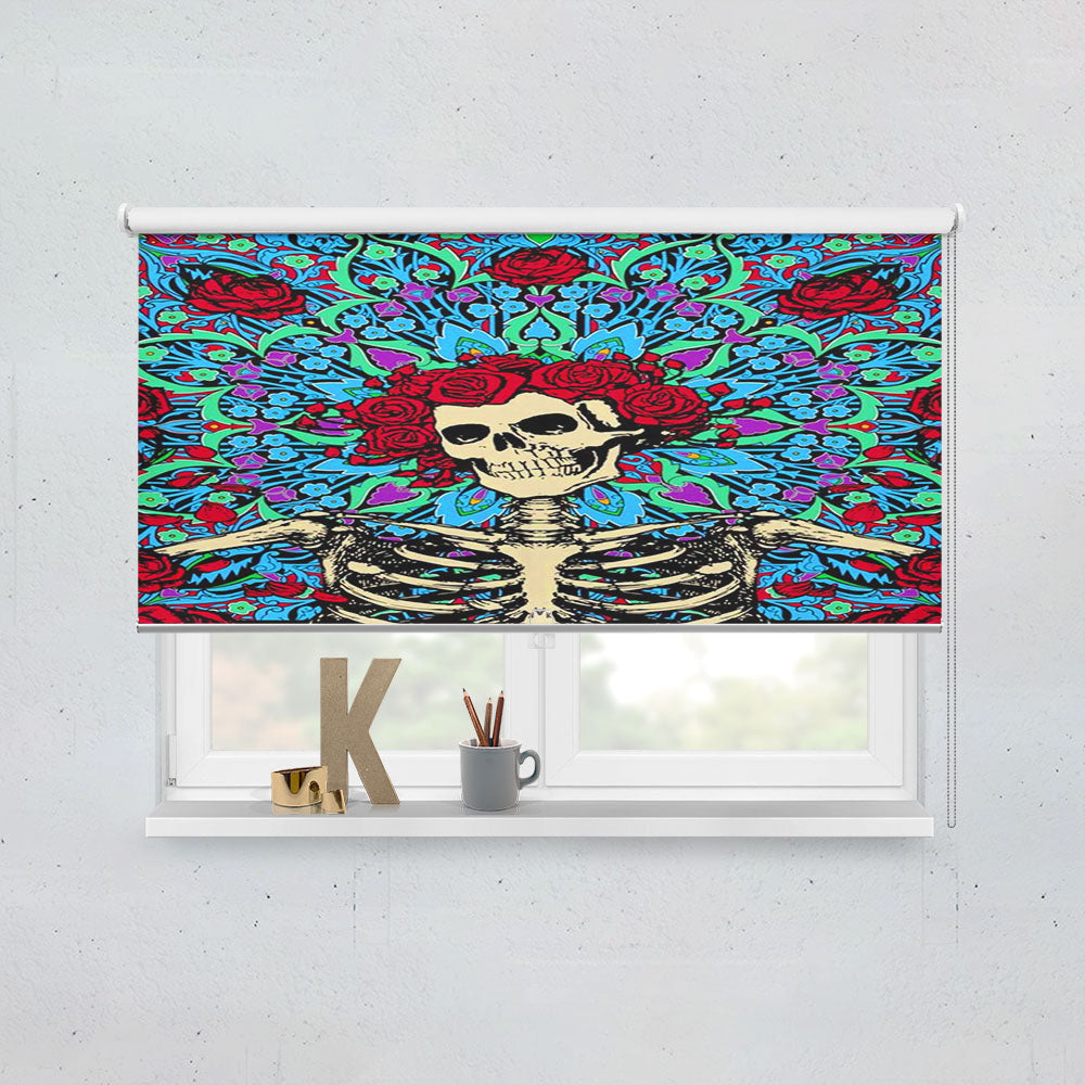 Grateful Dead Skeleton Roses Window Roller Blinds Shades