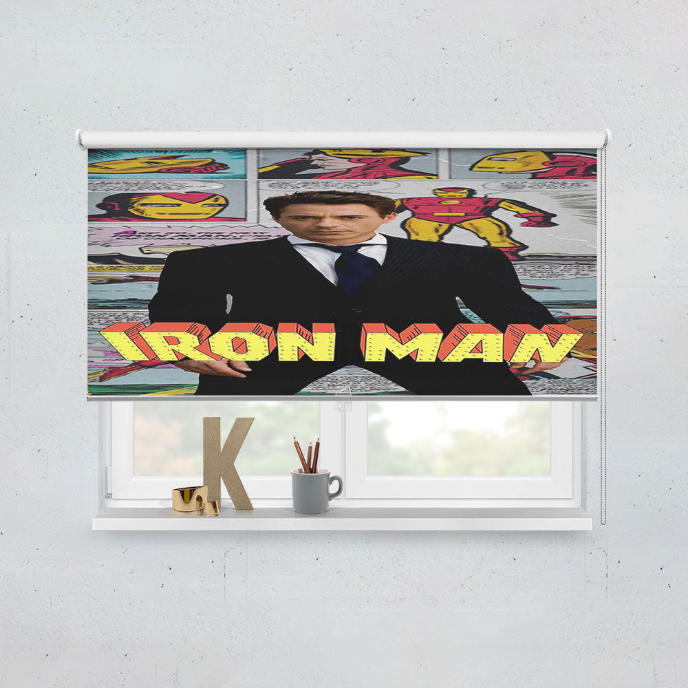 Iron Man X Robert Downey Jr Comic Canvas Window Roller Blinds Shades