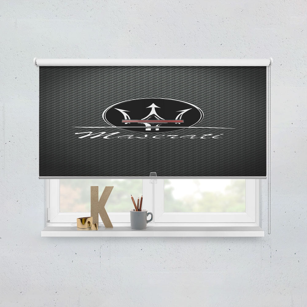 Maserati Logo Carbon Fiber Window Roller Blinds Shades