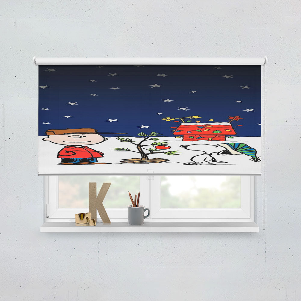 Merry Christmas Charlie Brown Snoopy Wallpaper Window Roller Blinds Shades