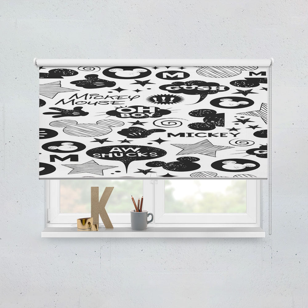 Mickey Mouse Black White Window Roller Blinds Shades