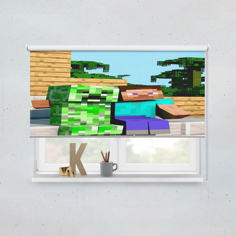 Minecraft Steve Creeper Window Roller Blinds Shades