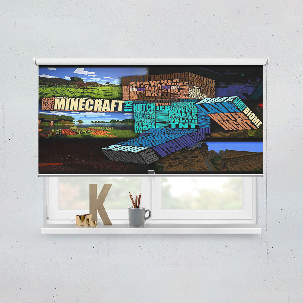Minecraft Typography Window Roller Blinds Shades