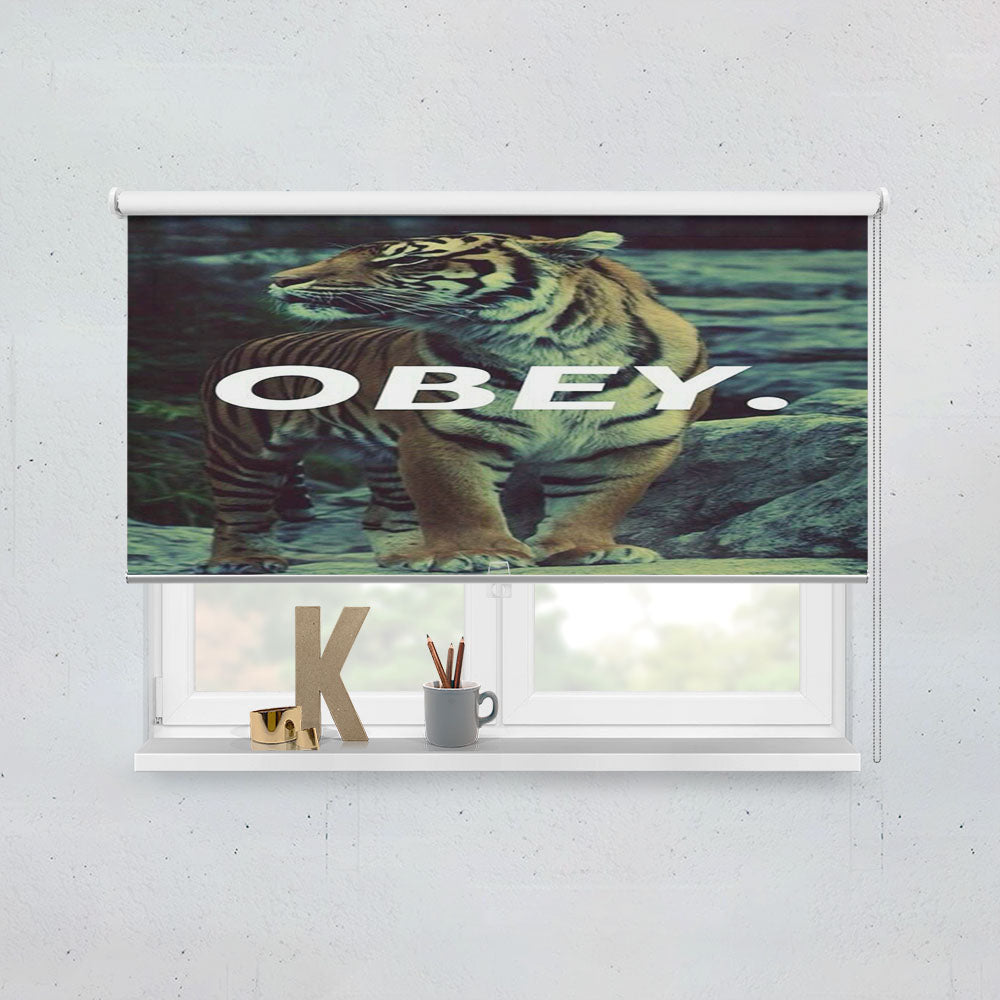 Obey Lion Stone Window Roller Blinds Shades