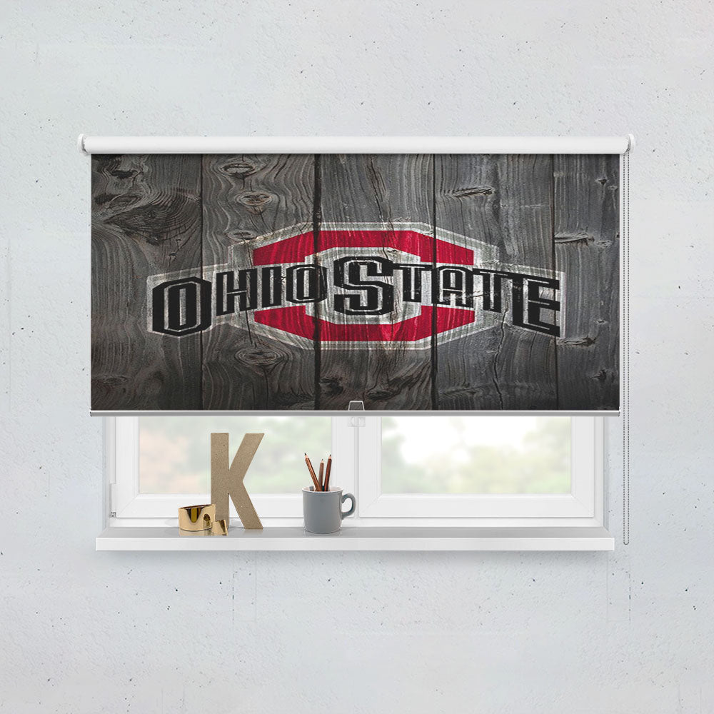 Ohio State Wooden Logo Window Roller Blinds Shades